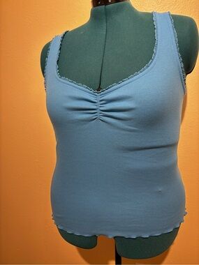 Old Navy Blue Ribbed Tank Top with Lettuce Edge